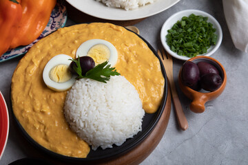 Aji de gallina chicken cream plate lunch dish peru peruvian food