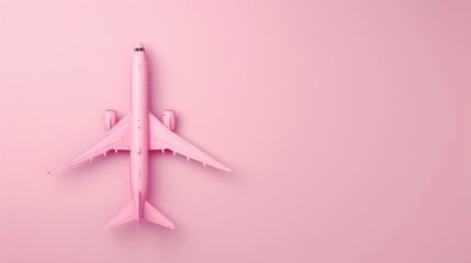 Airplane model over pink background representing travel insurance and journey concept banner size...