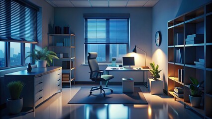 Clean and tidy office workspace with basic furniture and essential decor