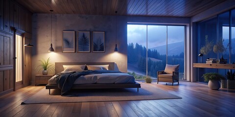 Minimalist bedroom with Scandinavian-inspired design and natural lighting