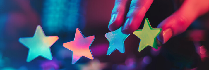 Brightly Colored FourStar Rating Scale in Neon Light