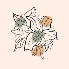 Hand drawn flat design simple flower outline
