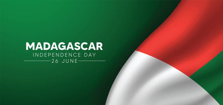 Madagascar Independence Day 26 June waving flag vector poster - Powered by Adobe