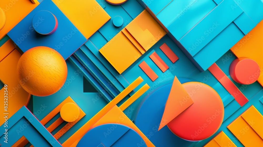 Poster a modern abstract background with geometric shapes, vibrant colors, and a dynamic composition.