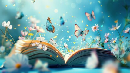 magical book with fantasy stories inside it. World book day. Fantasy and literature concept.