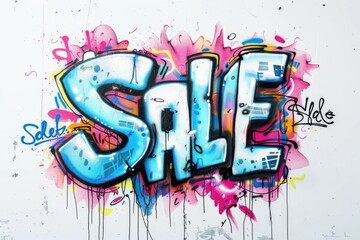 Colorful Graffiti-Style Sale Sign for Bold Promotions