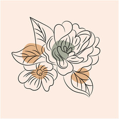 Hand drawn flat design simple flower outline
