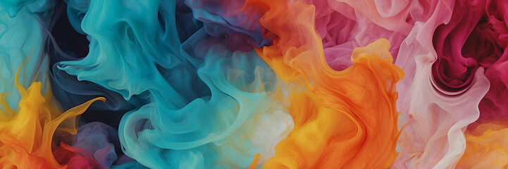 An abstract image featuring colorful smoke plumes of red, blue, orange, and yellow intermixing, symbolizing creativity and diversity