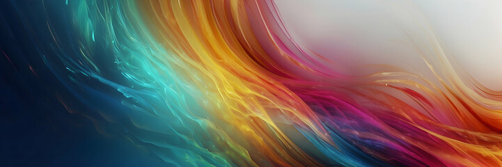 Vibrant abstract wallpaper featuring waves of blended colors ranging from yellow to purple on a dark backdrop