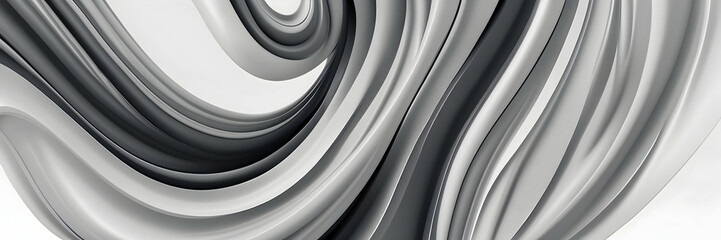 Striking black and white abstract with fluid, wavy lines creating a sense of movement