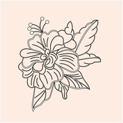 Hand drawn flat design simple flower outline
