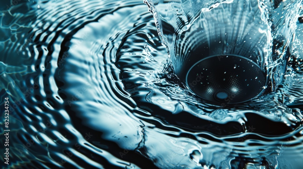 Fototapete a subwoofer speaker's cone submerged in water, its movement creating mesmerizing ripples and distortions.