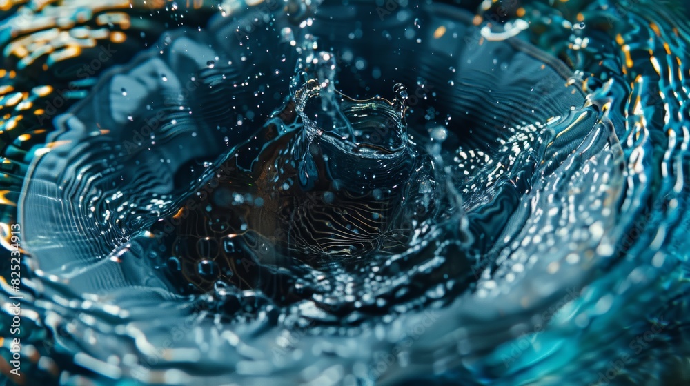 Aufkleber a subwoofer speaker's cone submerged in water, its movement creating mesmerizing ripples and distort