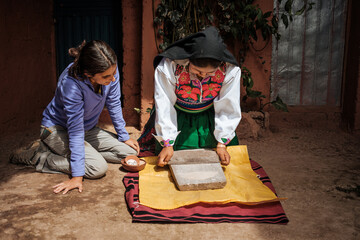 tourist learning traditional culture