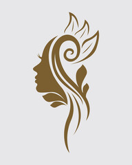 Woman silhouette beauty feminin logo vector for spa yoga wellness clip art editable