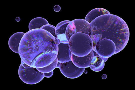 Abstract 3D rendered background with spherical shapes imitating ice. 