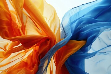 A piece of fabric with orange and blue stripes