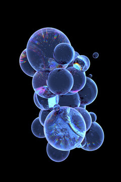 Abstract 3D rendered background with spherical shapes imitating ice. 