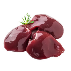 Raw liver chicken,uncooking chicken meat, Healthy food transparent background png file, Generative AI