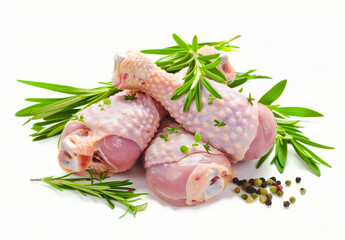 Raw chicken on white background,uncooking chicken meat, Healthy food, Generative AI