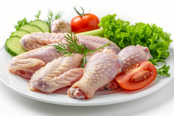 Raw chicken on white background,uncooking chicken meat, Healthy food, Generative AI