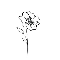 Obraz premium Hand drawn flat design simple flower outline 