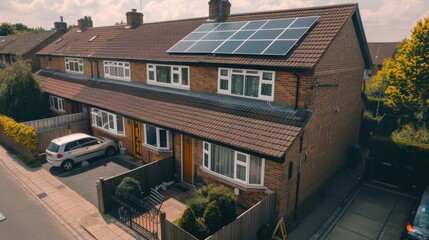 Black Samsung Solar Panels Installed on a Typical UK Terraced House