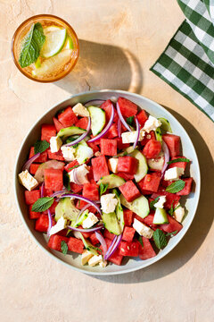 Watermelon salad with feta