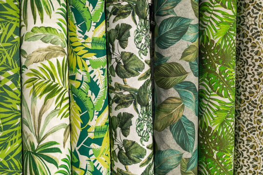 printed fabrics of different colors