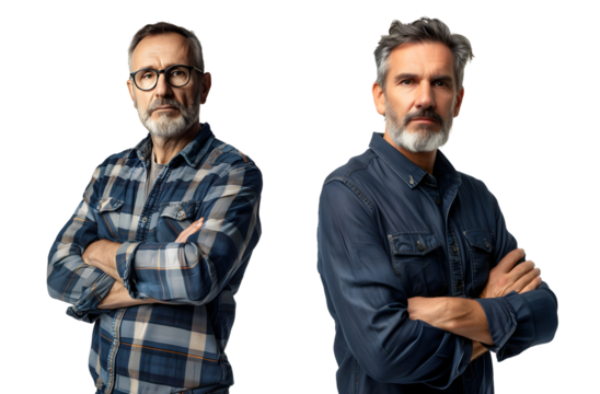Pair of Mature Confidence Man with Arms Crossed Isolated - Powered by Adobe