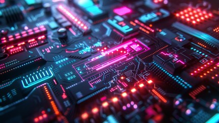 Fototapeta premium Futuristic interface with glowing lights and digital elements for tech or gaming projects
