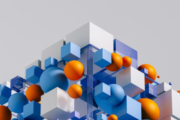 Abstract geometric shapes background in 3d composition