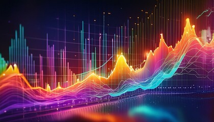 Cryptocurrency performance chart, vibrant colors, close view, digital assets trend no splash