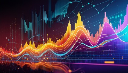Naklejka premium Cryptocurrency performance chart, vibrant colors, close view, digital assets trend no splash