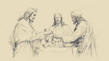 Jesus Performing the Miracle of Turning Water into Wine at the Wedding in Cana, Biblical Illustration of Divine Celebration
