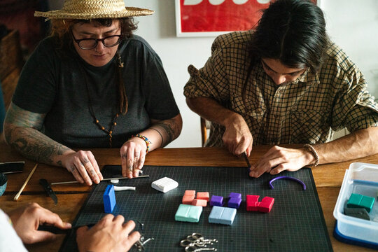 Three friends crafting