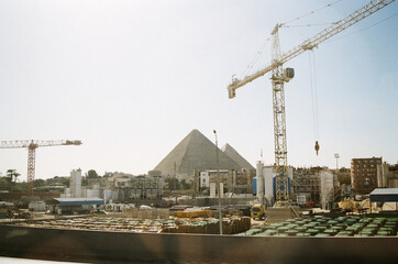 Urban Construction Site Near the Great Pyramid