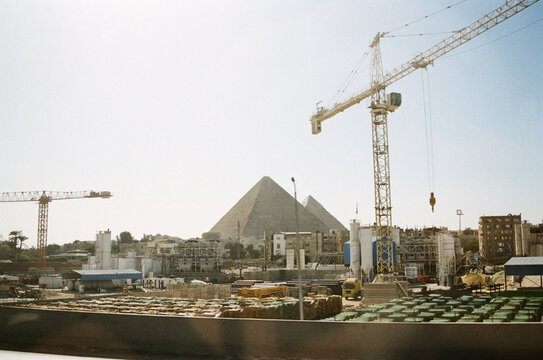 Urban Construction Site Near the Great Pyramid