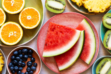 Colorful display of fresh fruit