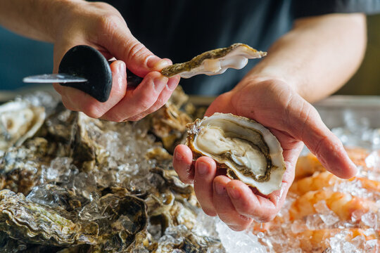 Person opening Oyster