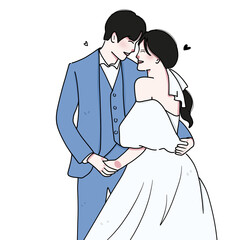 Fototapeta premium bride and groom silhouette