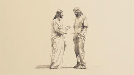 Jesus Standing Beside a Person Facing a Difficult Decision, Offering Guidance, Biblical Illustration of Support and Wisdom