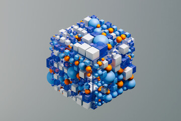 Abstract geometric shapes background in 3d composition