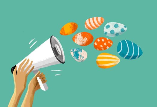  spring easter announcement with white megaphone 