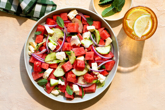 Watermelon salad with feta
