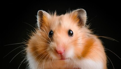 hamster close up head on black background