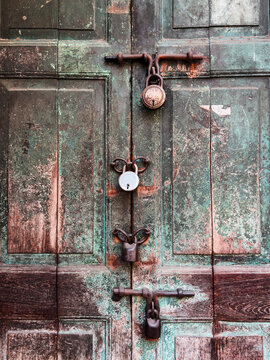 Old locks on double door