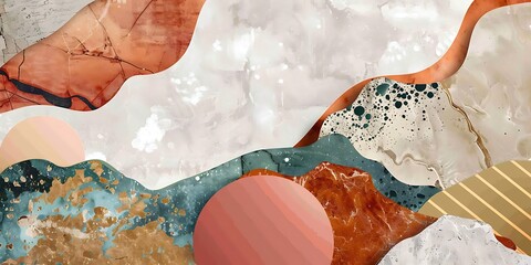 Stunning Digital Designs with Vintage Geometric Ceramic and Rough Backgrounds. Abstract Elegance Neo Memphis Style