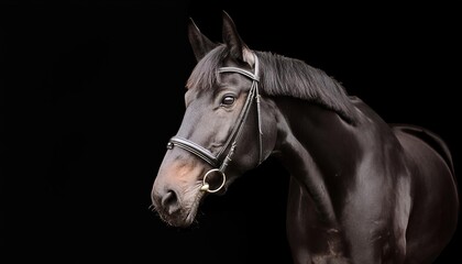 Obraz premium horse close up head on black background