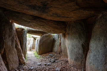 archaeological site of El Pozuelo, interior of Dólmen, municipal district of Zalamea la Real, Huelva, Andalusia, Spain